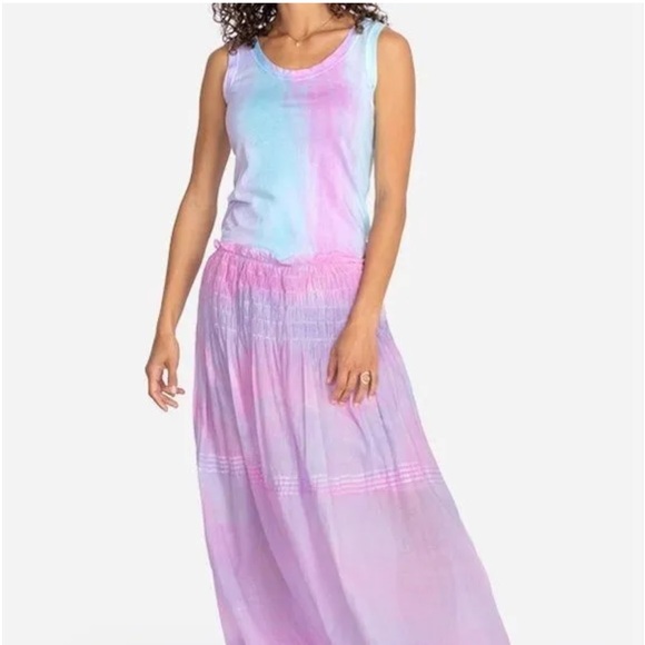 Johnny Was Amanda Bon pink purple tie dye ruched maxi Charlotte skirt M - Picture 4 of 4